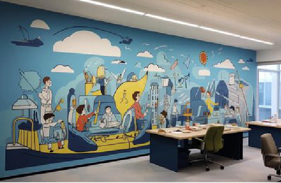 南阳办公室墙绘的特点。